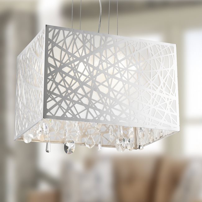 W83184C17 Julie Chandelier, Clear Crystal , Chrome Finish , 4 Light
