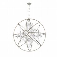 w83190mn24-cl Armillary 4-Light Matte Nickel Finish and Clear Crystal Foucault's Orb Chandelier 24 in. D Large
