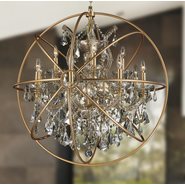 w83191mg33-gt Armillary 13 Light Matte Gold Finish and Golden Teak Crystal Pendant 