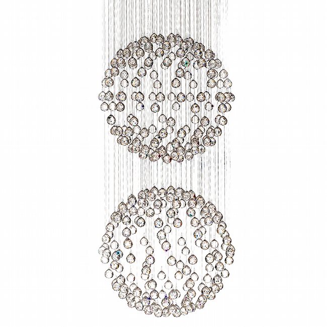 W83210C24 Saturn 9 Light Chrome Finish and Clear Crystal Galaxy Chandelier