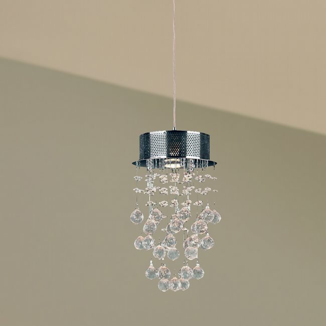 W83258C8 Icicle 1 Light Chrome Finish and Clear Crystal Mini Pendant