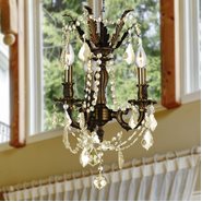 W83302F13-GT Windsor 3 Light Flemish Brass Finish with Golden Teak Crystal Chandelier