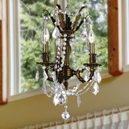 W83302F13-CL Windsor 3 Light Flemish Brass Finish with Clear Crystal Chandelier