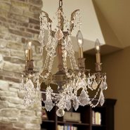 W83304FG18-GT Windsor 5 light French Gold Finish and Golden Teak Crystal Chandelier