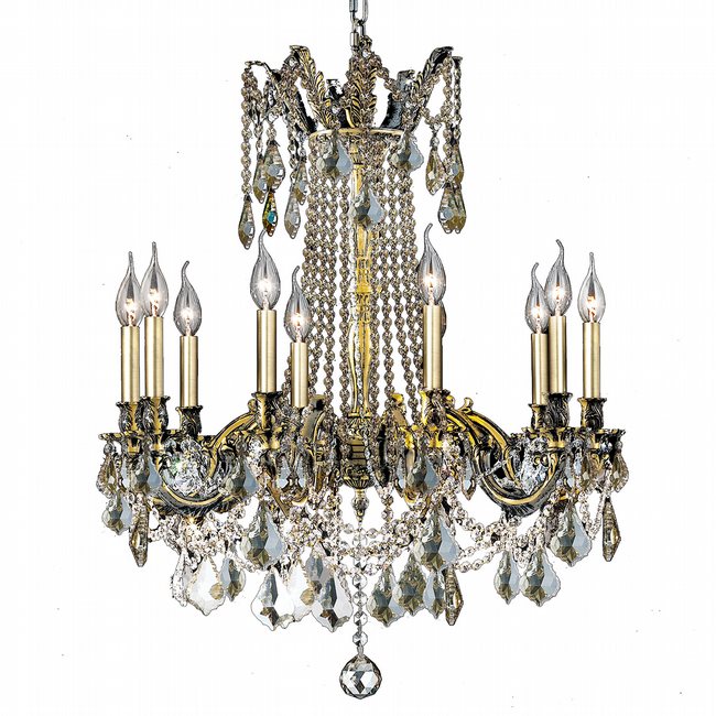 W83308BP28-CL Windsor 10 Light Antique Bronze Finish and Clear Crystal Chandelier