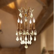 W83319FG15-GT Versailles 5 light French Gold Finish with Golden Teak Crystal Chandelier