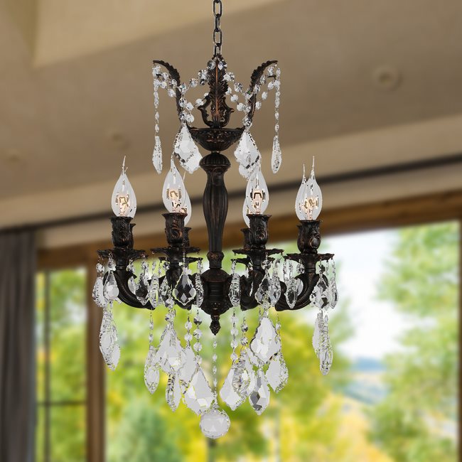 W83321F16 Versailles 8 Light Flemish Brass Finish with Clear Crystal Chandelier
