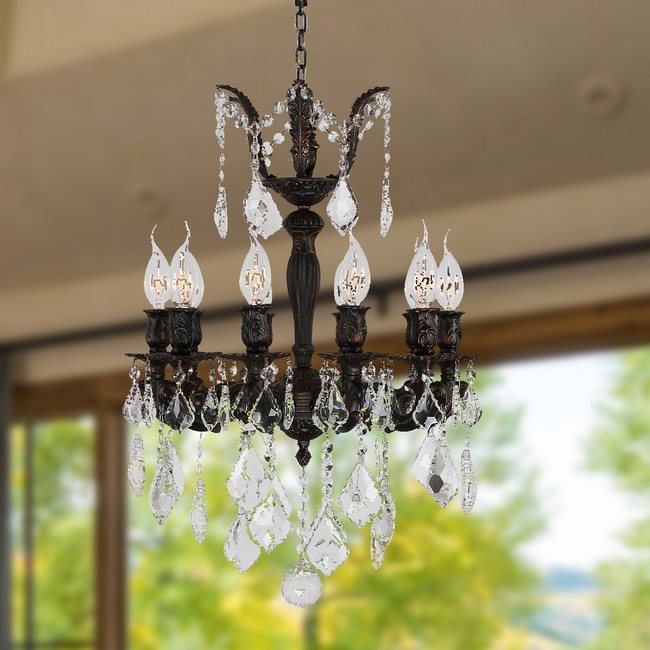 W83322F17 Versailles 10 Light Flemish Brass Finish and Clear Crystal Chandelier
