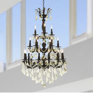 W83327F29-GT Versailles 21 light Flemish Brass Finish with Golden Teak Crystal Chandelier