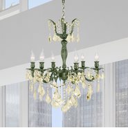 W83328B23-GT Versailles 6 light Antique Bronze Finish with Golden Teak Crystal Chandelier