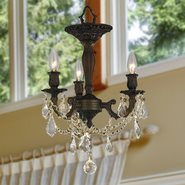 W33302F13-GT Windsor 3 Light Flemish Brass Finish Golden Teak Crystal Ceiling Light