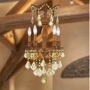 W83330FG13-GT Versailles 5 light French Gold Finish with Golden Teak Crystal Chandelier