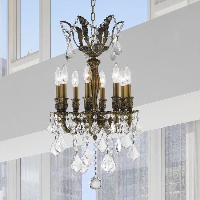 W83332B14 Versailles 8 Light Antique Bronze Finish with Clear Crystal Chandelier