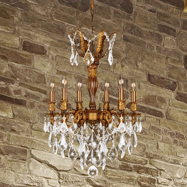 W83333FG19 Versailles 6 light French Gold Finish and Clear Crystal Chandelier