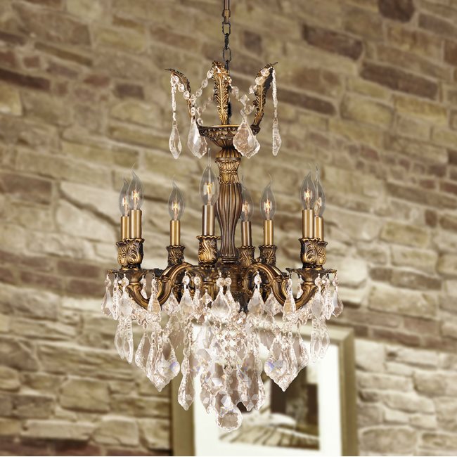 W83334B19-GT Versailles 8 Light Antique Bronze Finish with Golden Teak Crystal Chandelier