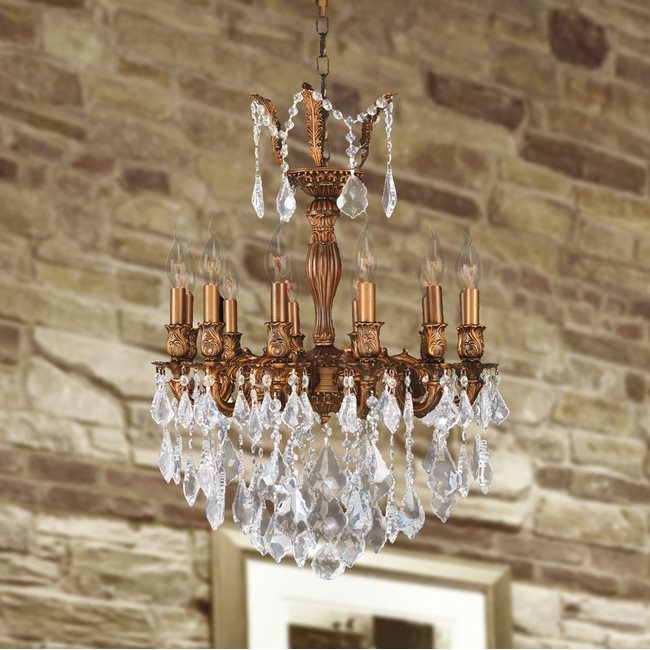 W83336FG20 Versailles 12 light French Gold Finish and Clear Crystal Chandelier