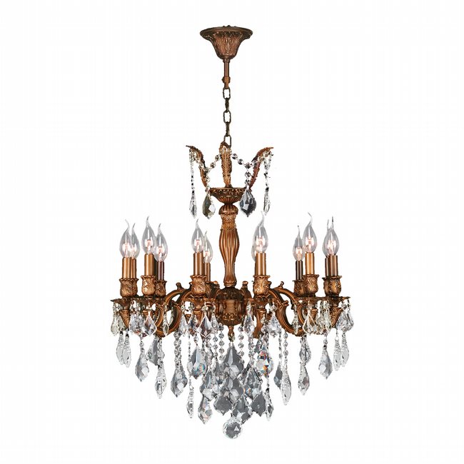 W83339FG24 Versailles 12 light French Gold Finish and Clear Crystal Chandelier