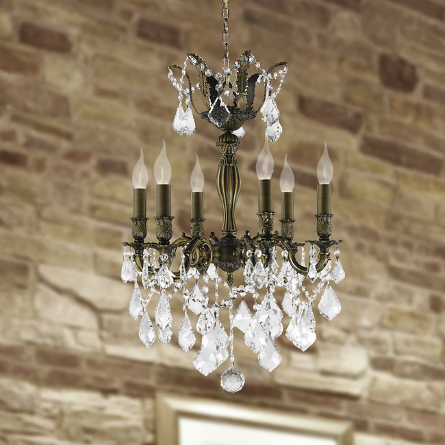 W83333B19 Versailles 6 light Antique Bronze Finish with Clear Crystal Chandelier