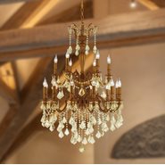 W83351FG30-GT Versailles 18 light French Gold Finish with Golden Teak Crystal Chandelier