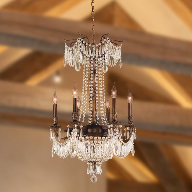 W83356B20-GT Winchester 9 Light Antique Bronze Finish with Golden Teak Crystal Chandelier