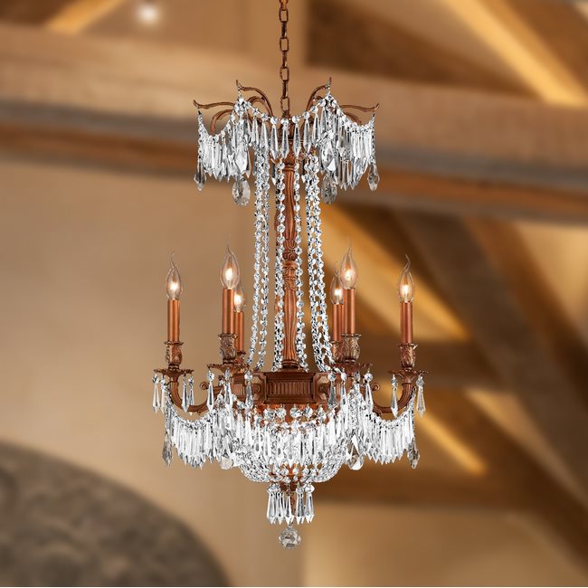 W83356FG20-CL Winchester 9 Light French Gold Finish and Clear Crystal Chandelier