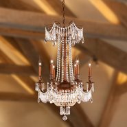 W83356FG20-GT Winchester 9 Light French Gold Finish and Golden Teak Crystal Chandelier