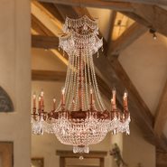 W83356FG36-GT Winchester 18 Light French Gold Finish and Golden Teak Crystal Chandelier