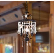 W83358F12 Enfield 3 Light Flemish Brass Finish Clear Crystal Chandelier
