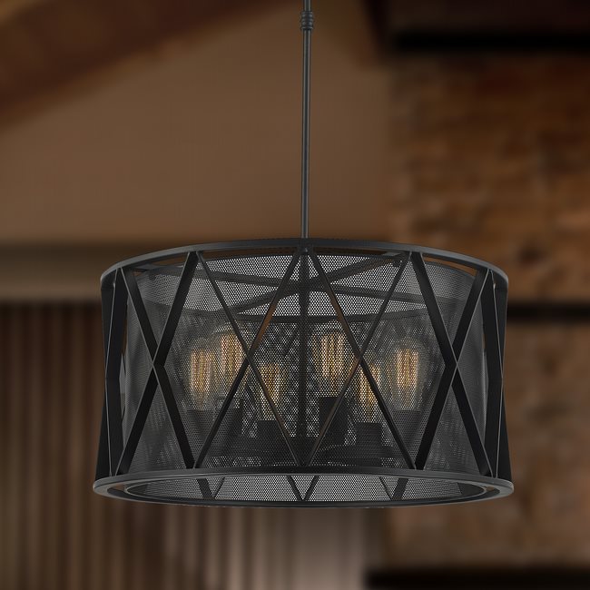 w83421mb24 Nautilus 6 Light Matte Black Finish Pendant