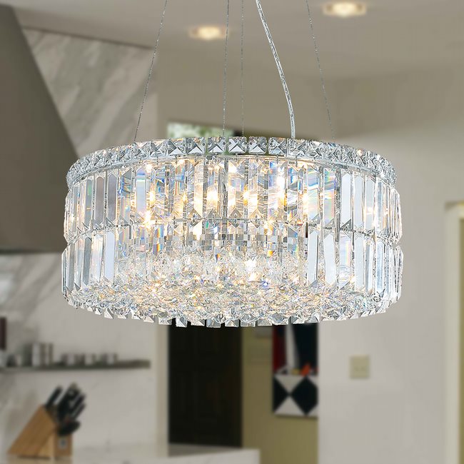 W83501C20 Cascade 12 light Chrome Finish with Clear Crystal Chandelier