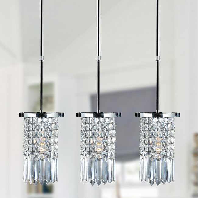 W83531C6-CL Torrent 1 Light Chrome Finish and Clear Crystal Round Mini Pendant Light