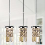 W83531C6-GT Torrent 1 Light Chrome Finish and Golden Teak Crystal Round Mini Pendant Light
