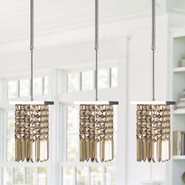 W83532C6-GT Torrent 1 Light Chrome Finish and Golden Teak Crystal Square Mini Pendant Light