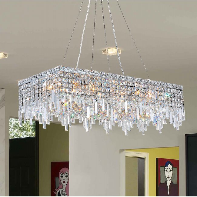 W83627C36 Cascade 16 Light Chrome Finish with Clear Crystal Chandelier