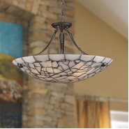 W83802F24 Pompeii 5 light Flemish Brass Finish Natural Quartz Bowl Pendant