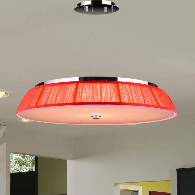 W83953C28-RD Alice 21 Light LED Chrome Finish with Red String Shade Pendant