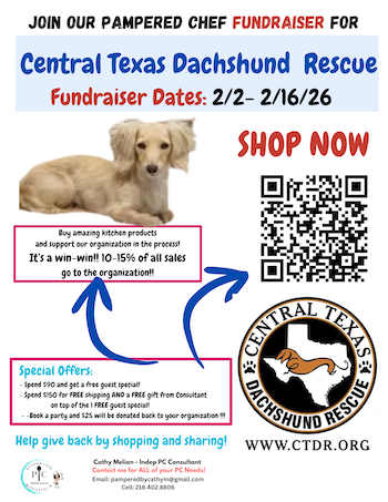 Pampered Chef virtual fundraiser supporting Central Texas Dachshund Rescue
