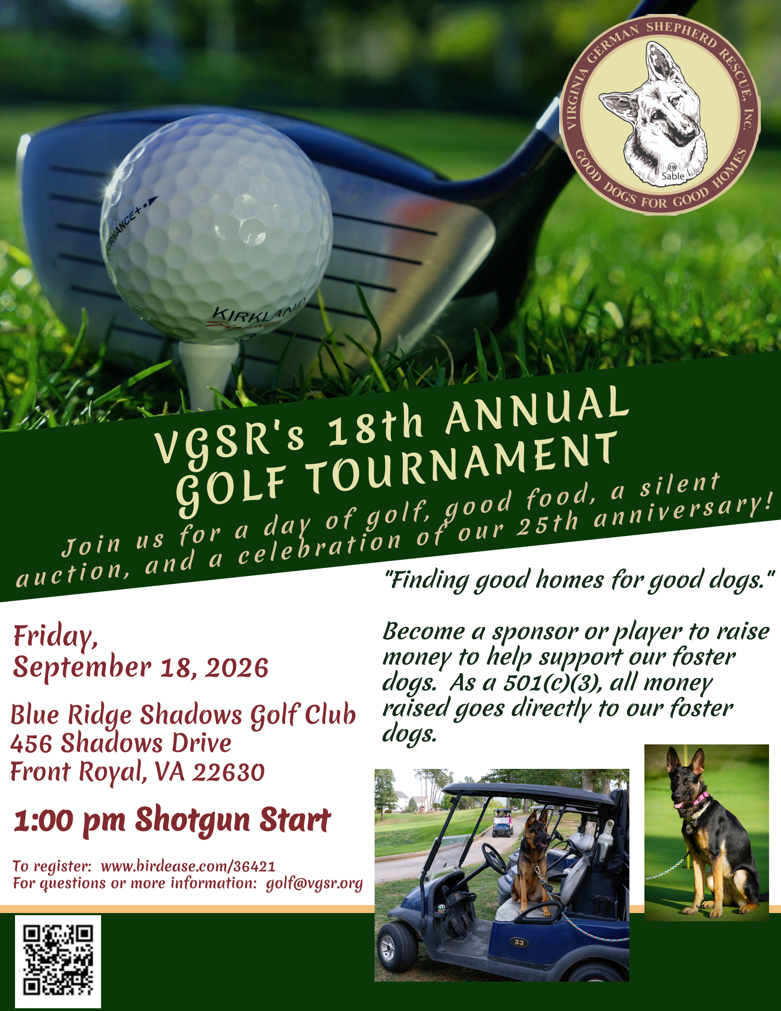 VGSR 18th Annual Golf Tournament flyer
