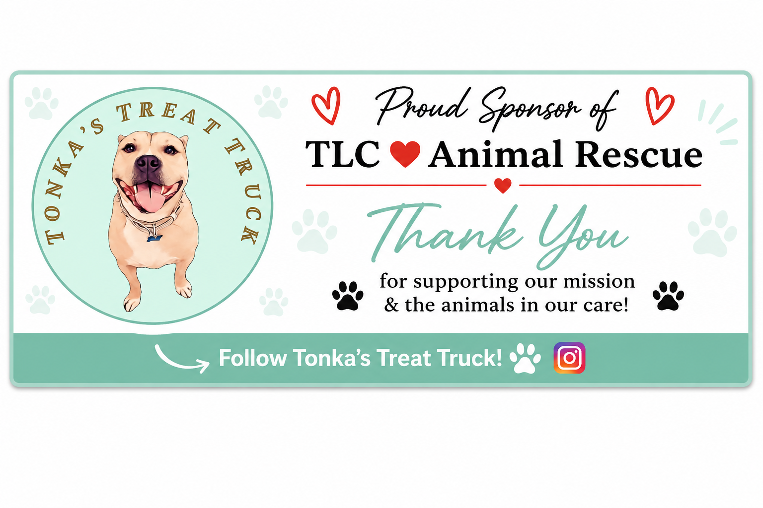 Tonka's Treat Truck - Proud Sponsor of TLC Animal Rescue