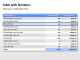 Table with Numbers 4 