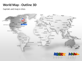 World Map - Outline 3D 1 german