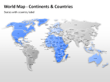 World Map - Continents & Countries 1 german