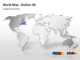 World Map - Outline 3D 3 german