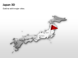 Japan 3D - Outline and Capitals 1 german