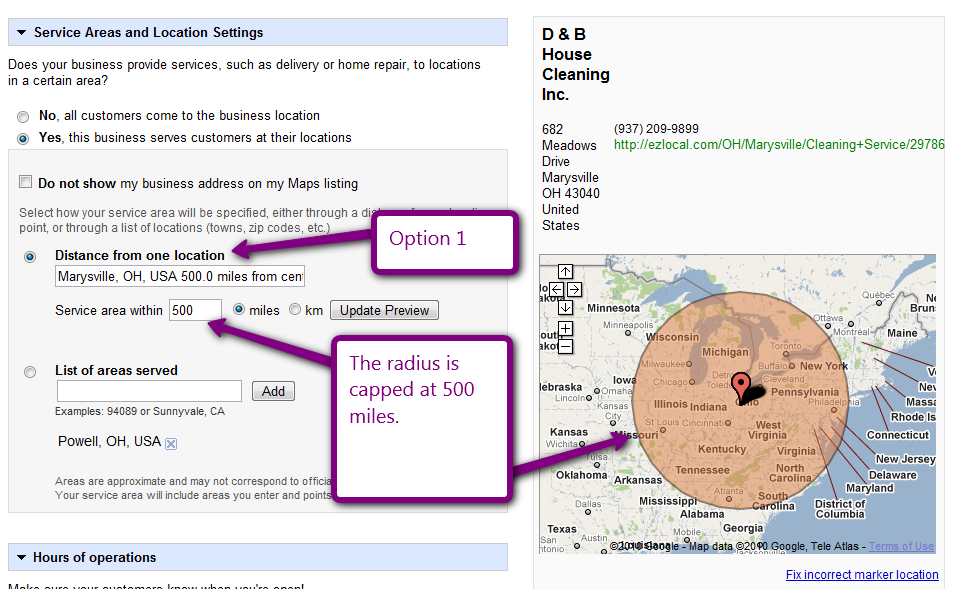 500 mile radius