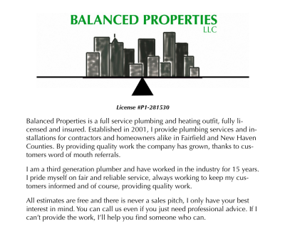Balanced Properties - Professional Plumbing Service of Fairfield County Logo