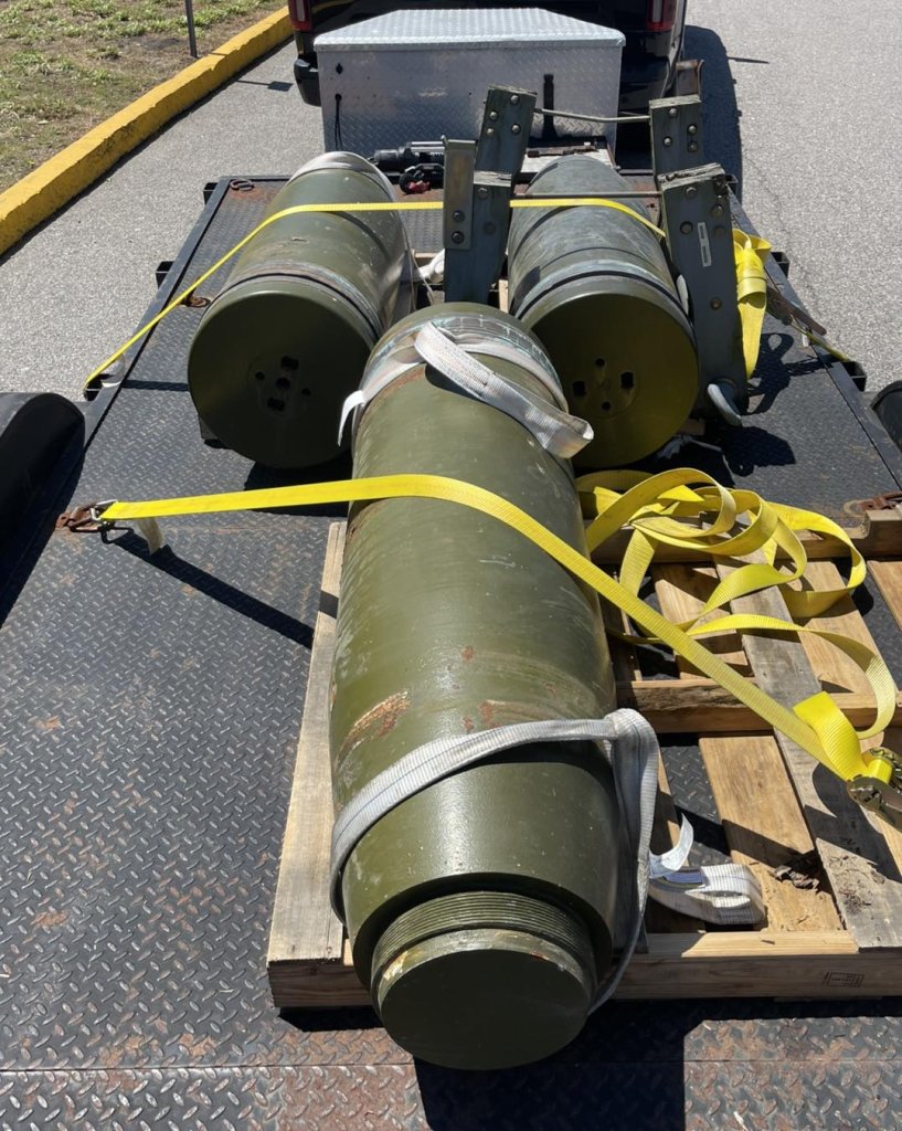 From USS Wisconsin, 16-Inch Training Projectiles