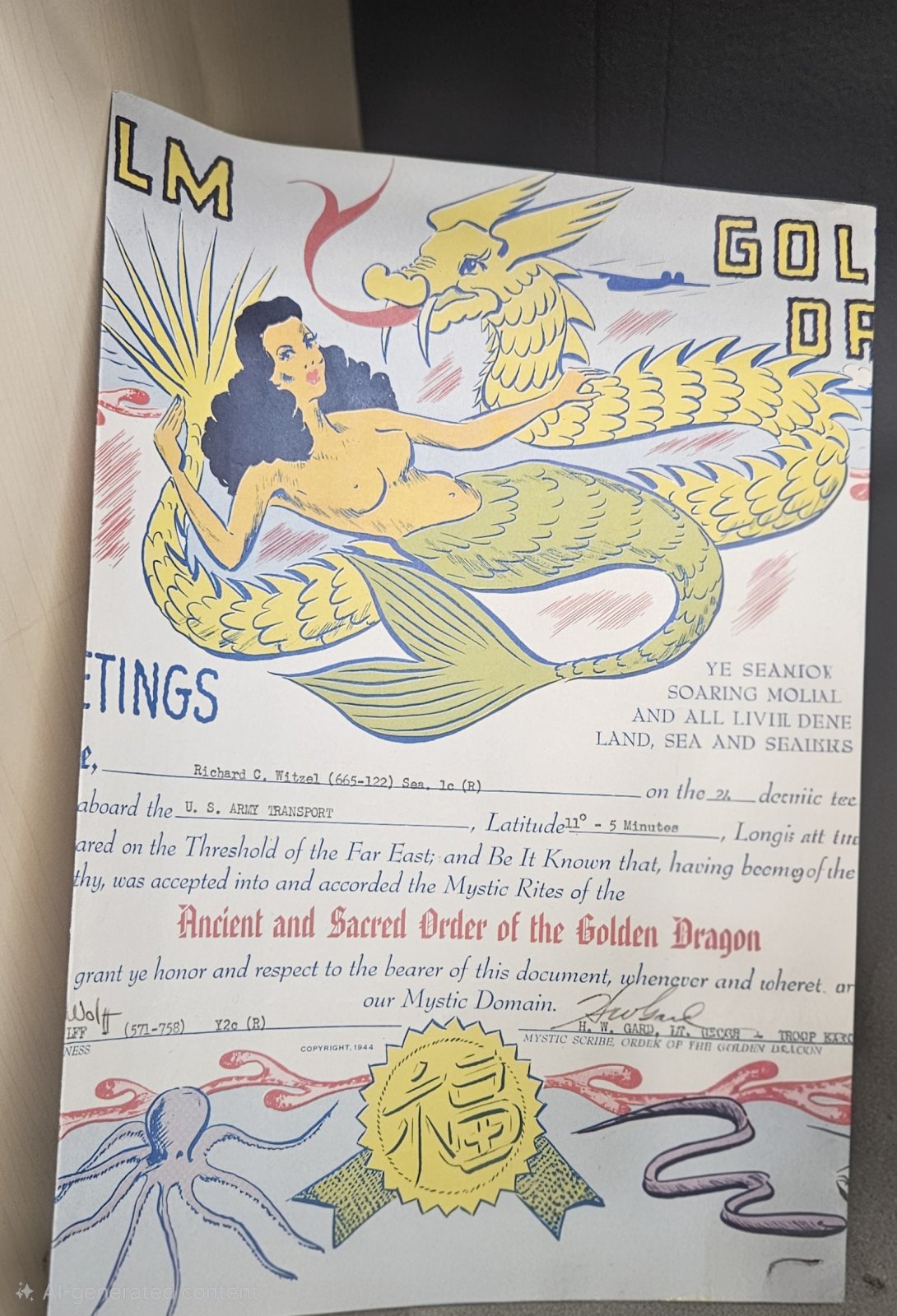 Into the Domain of the Golden Dragon: The Meaning Behind a WWII Seafaring Certificate