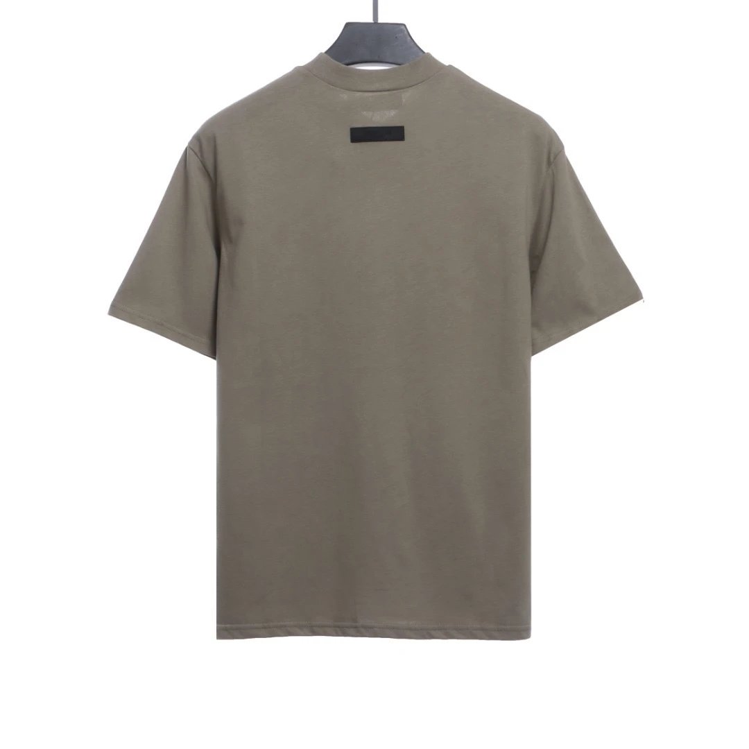 Big Letter Flocking Short Sleeve Coffee Color - HypeUnique