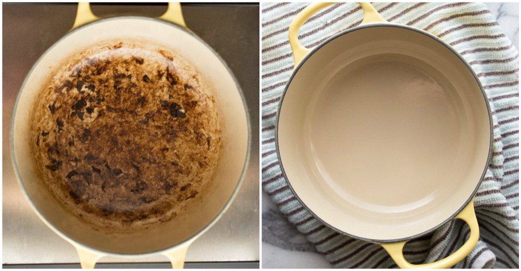 Magical Solution for Cleaning Burnt Stains Off Enameled Cookware